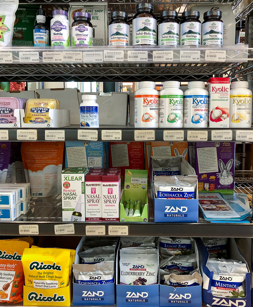 Vitamins and Supplements at Greens N Grains Natural Foods in Door County COVID response