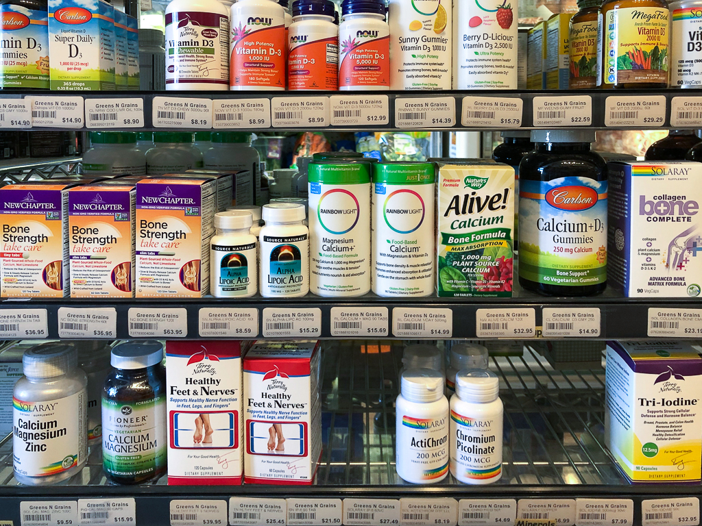 Vitamins and Supplements at Greens N Grains Natural Foods in Door County COVID response